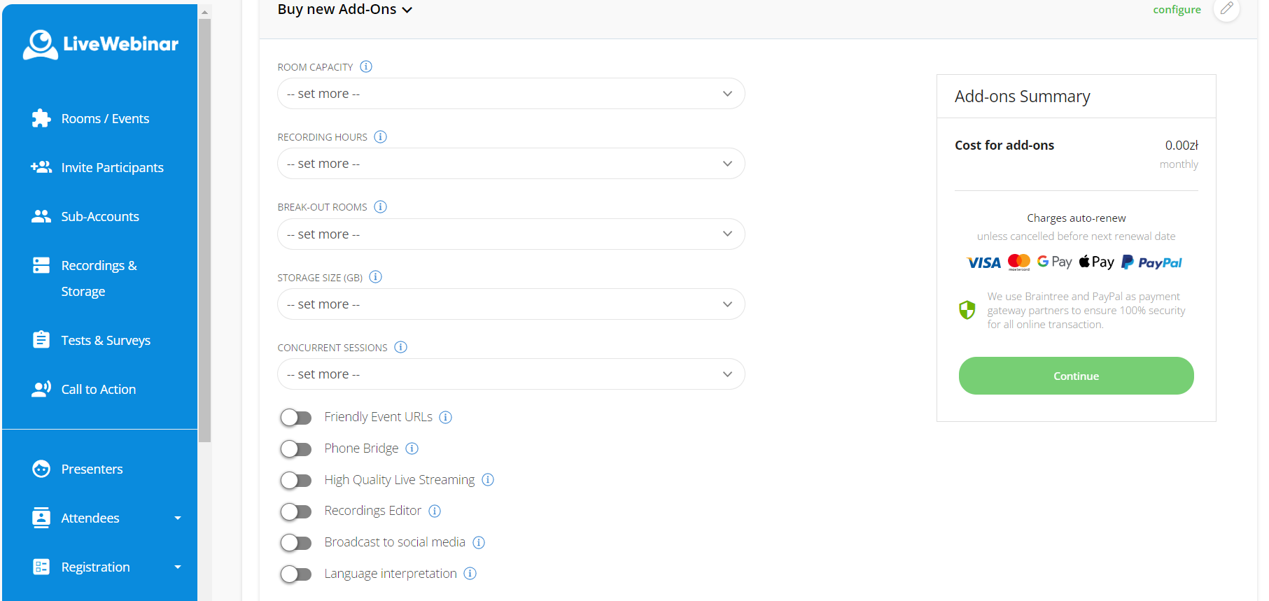 LiveWebinar interface