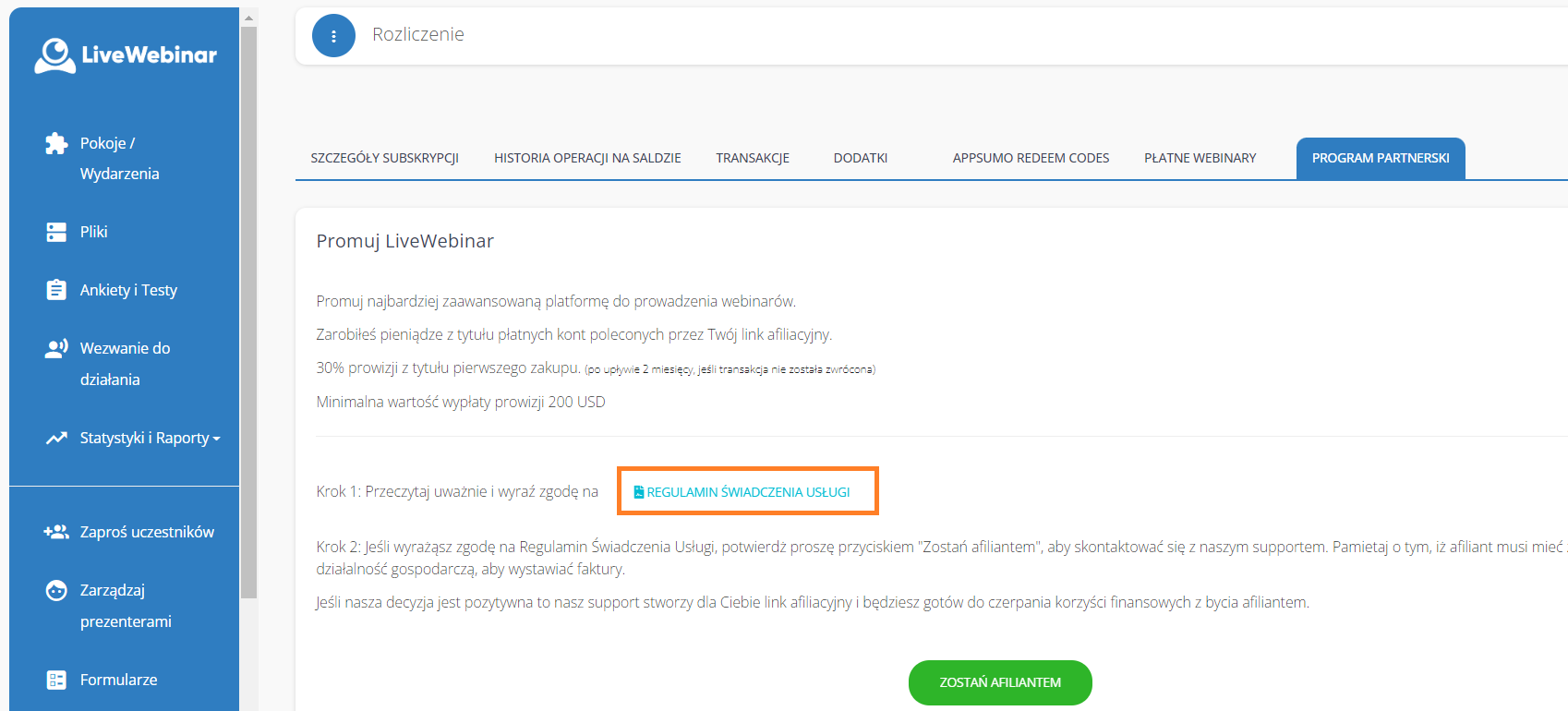 Livewebinar Dashboard