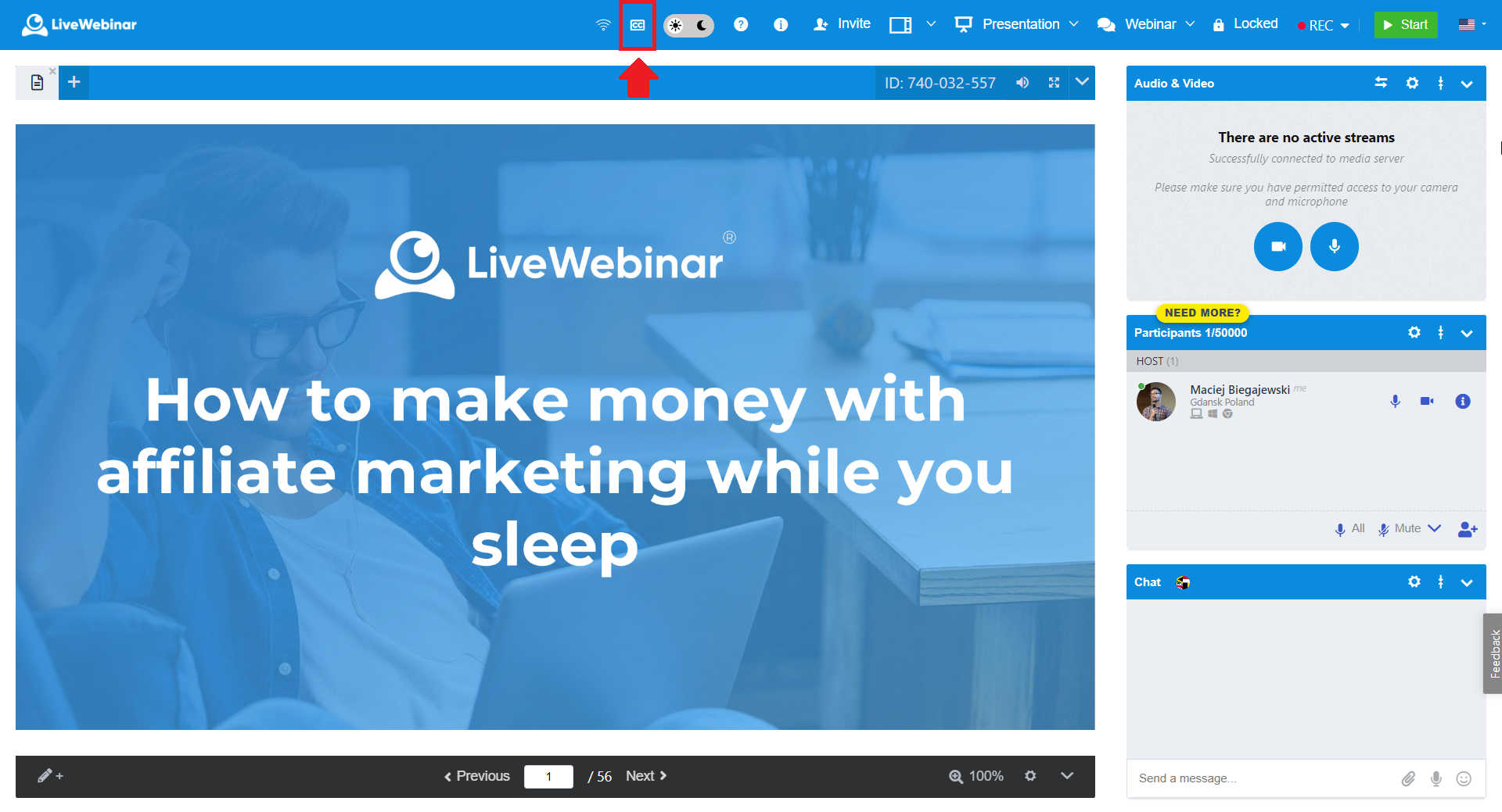 LiveWebinar dashboard