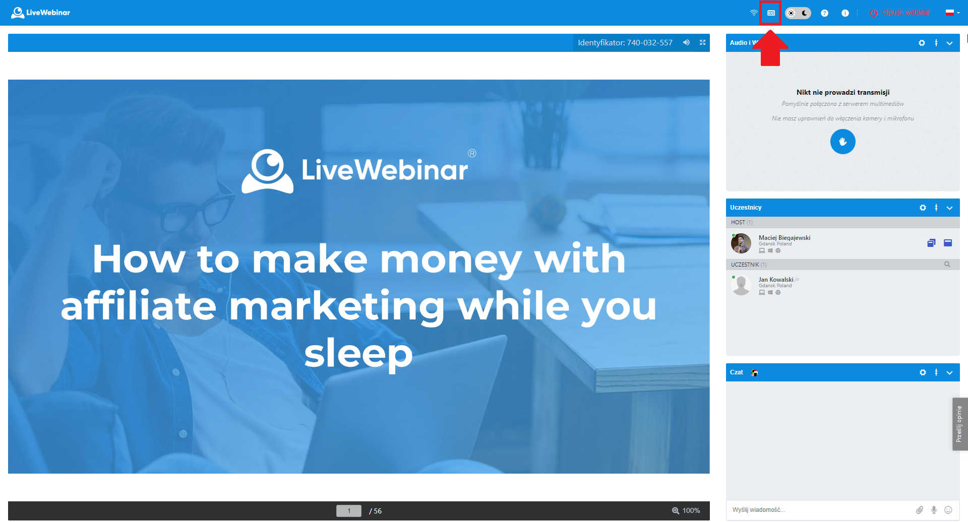 LiveWebinar dashboard