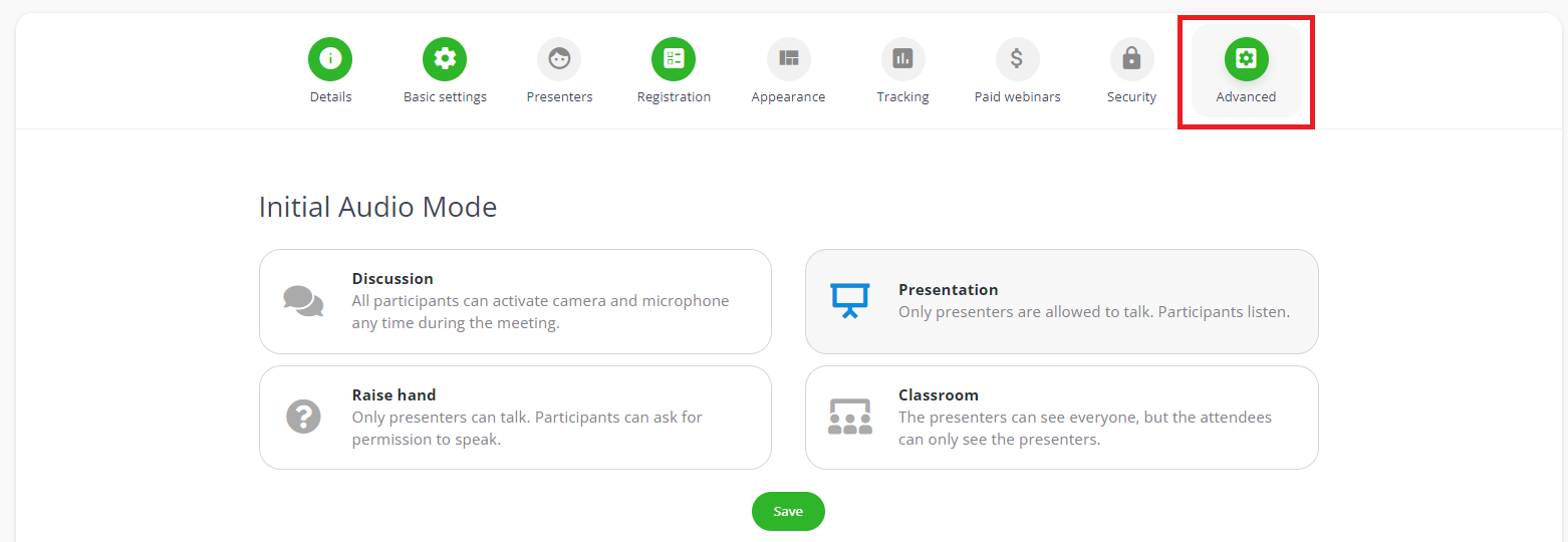 LiveWebinar dashboard