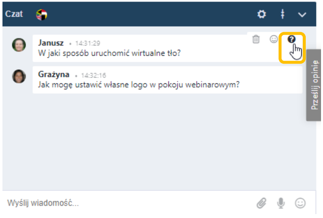 sesja Pytan i Odpowiedzi w pokoju webinarowym w LiveWebinar