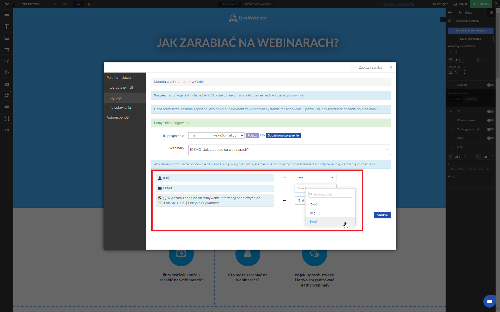 livewebinar landingi integracja