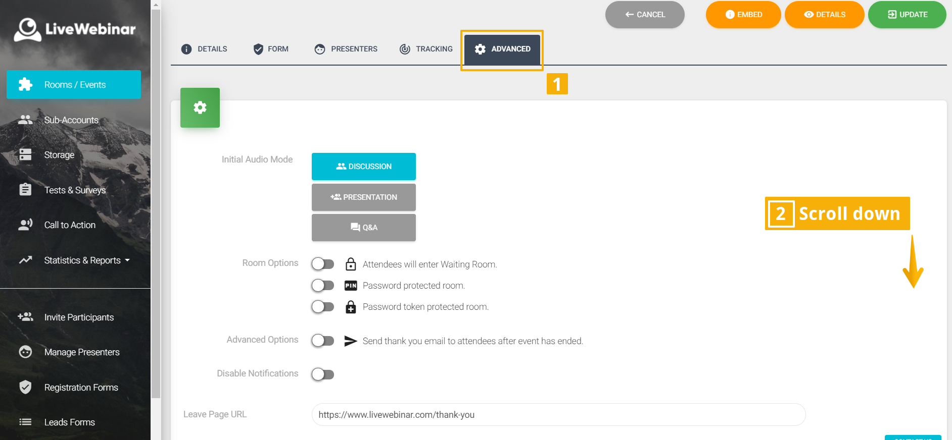 LiveWebinar interface