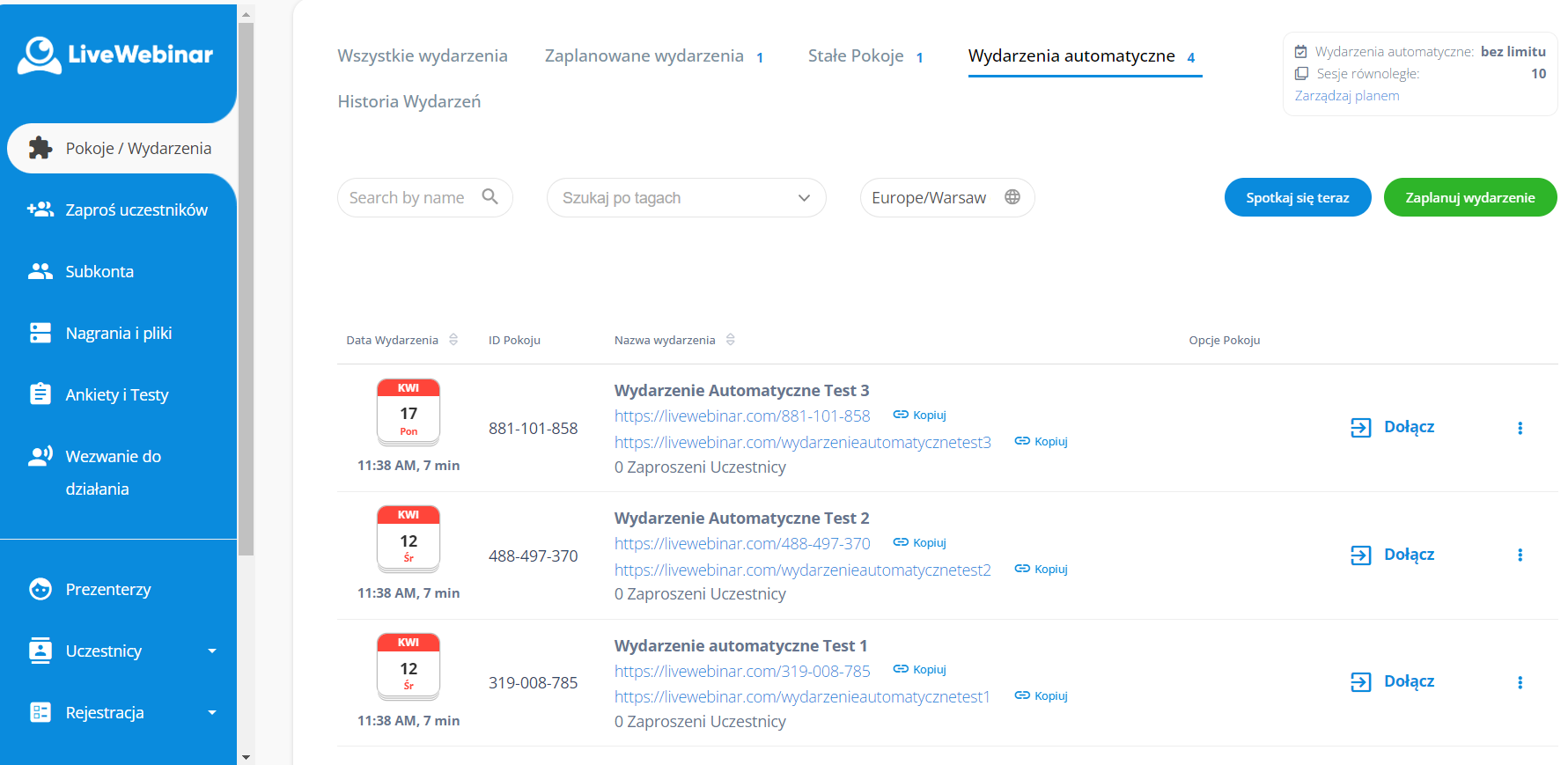 wydarzenie automatyczne 1