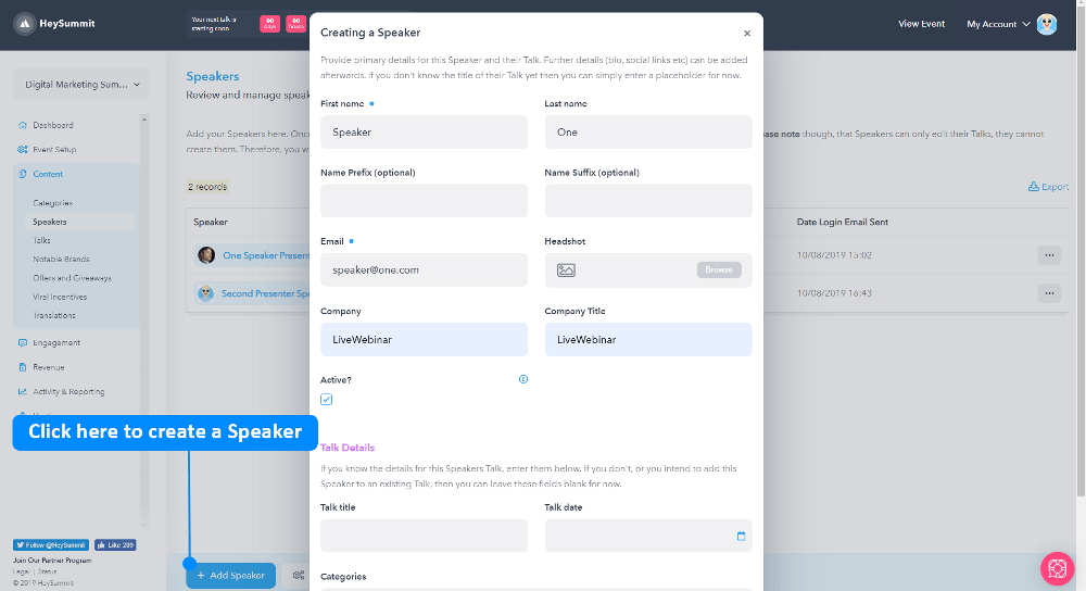 Heysummit integration setup