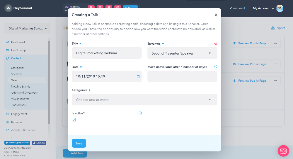 Heysummit-integraatioasetukset