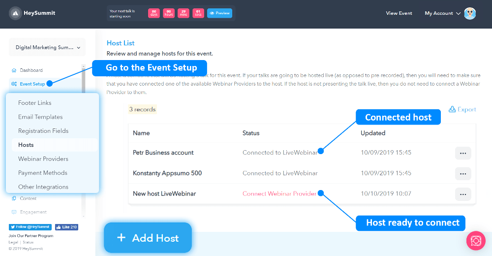 Heysummit integration setup